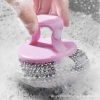 Non-damaging pot cleaning balls, steel wool balls with handles, dishwashing and pot scrubbing wonder, household stain removal long-handled brush with handles for pot scrubbing details Picture